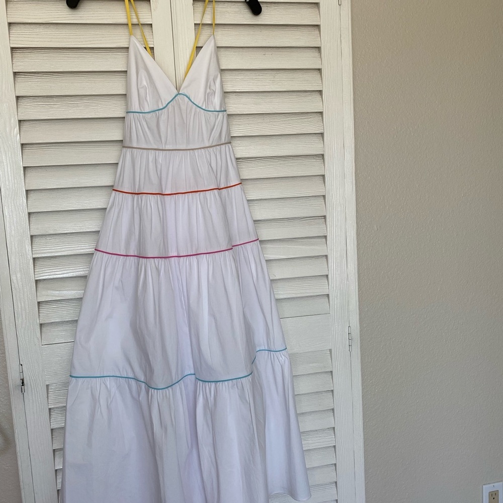 STAUD Cleo Tiered Poplin Midi Dress